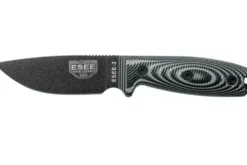 Couteau Esee 3 3PMB-002 lame acier carbone 8,8cm manche G10 gris et noir + étui