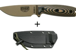 Couteau Esee 3 3PMDE-005 lame acier carbone 8,8cm manche G10 coyote et noir + étui