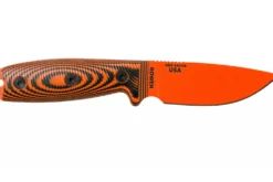 Couteau Esee 3 3PMOR-006 lame acier carbone 8,8cm manche G10 noir et orange + étui