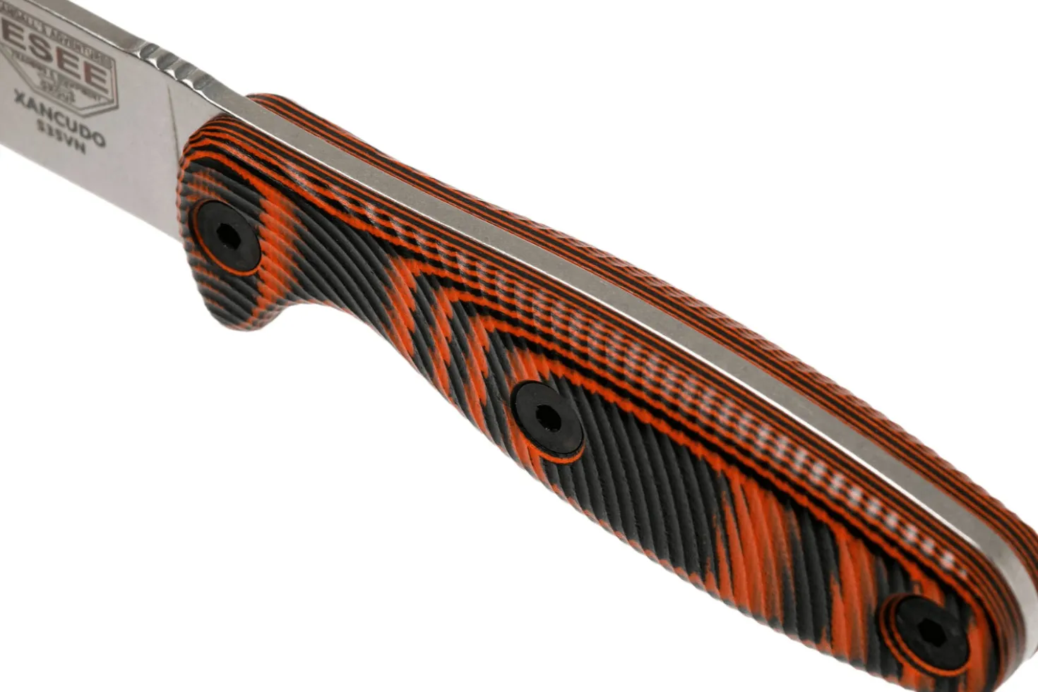 Couteau Esee Xancudo XAN2-006 lame acier inox 7,5cm manche G10 orange et noir + étui