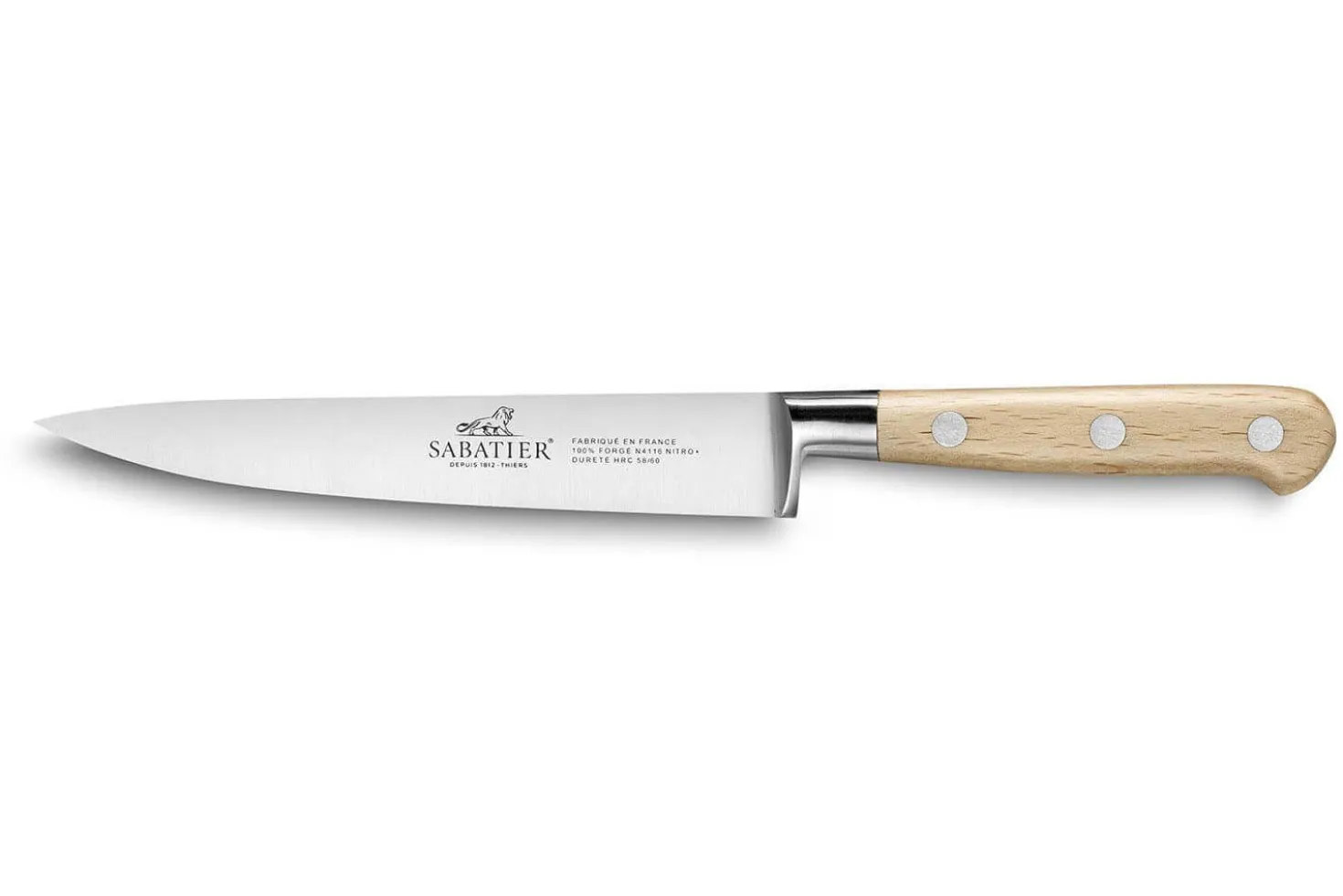 Couteau filet de sole forgé Sabatier Brocéliande flexible 15cm manche hêtre