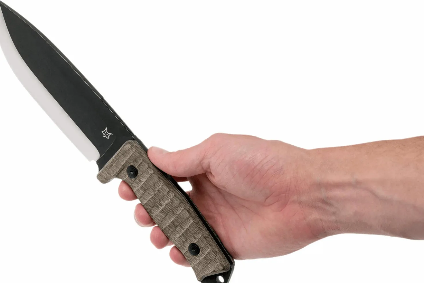 Couteau Fox Military Bushman FX.609OD lame 16cm manche micarta + étui en cuir