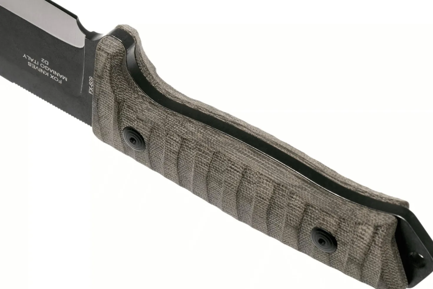 Couteau Fox Military Bushman FX.609OD lame 16cm manche micarta + étui en cuir