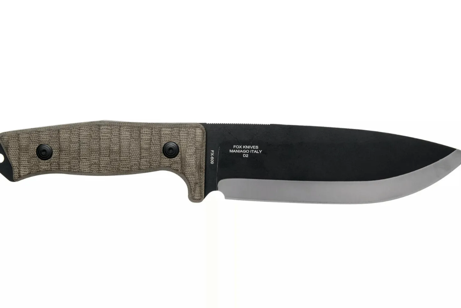 Couteau Fox Military Bushman FX.609OD lame 16cm manche micarta + étui en cuir