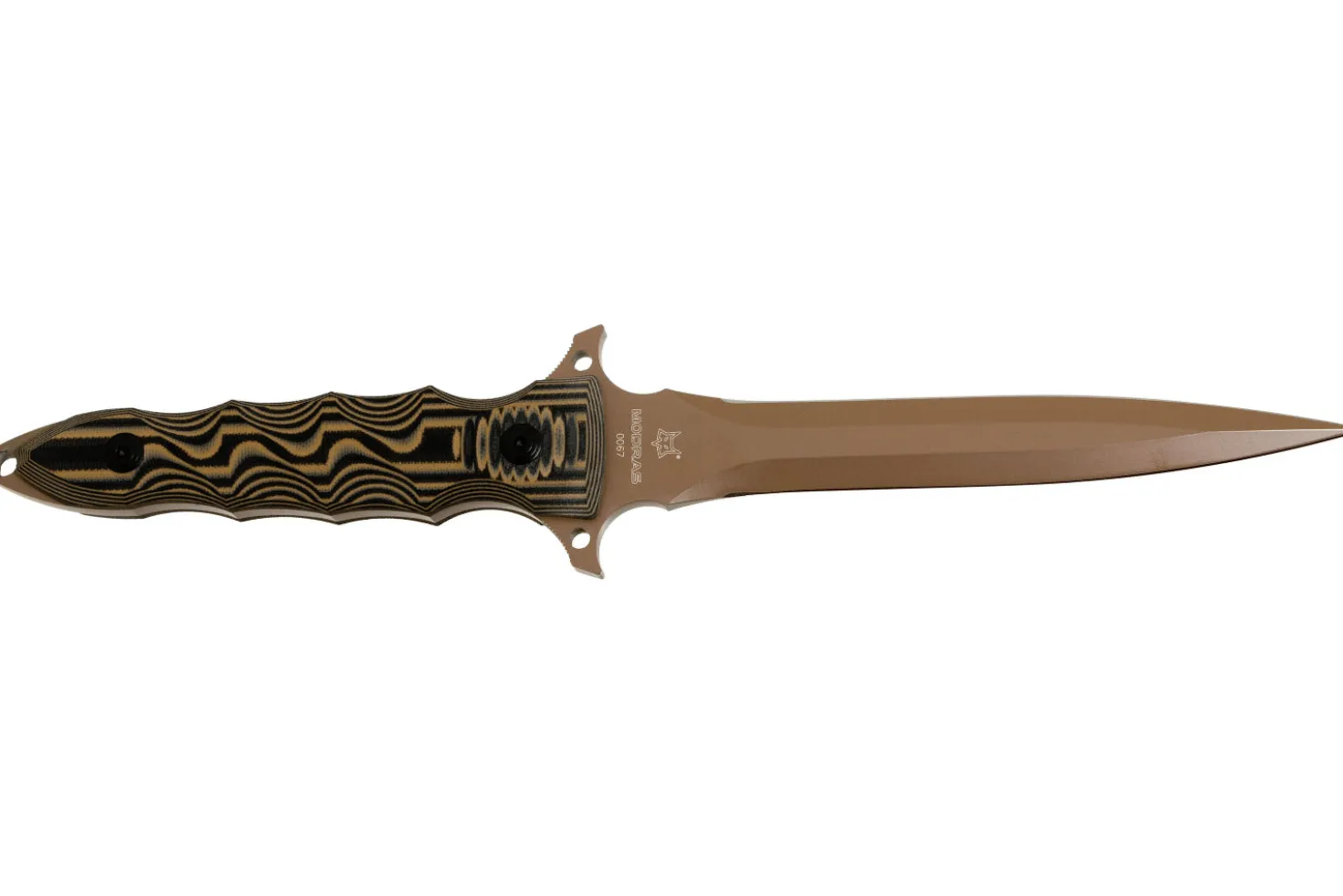 Couteau Fox Military Modras FX.508 lame 17,5cm manche G10 marron/noir + étui en cuir