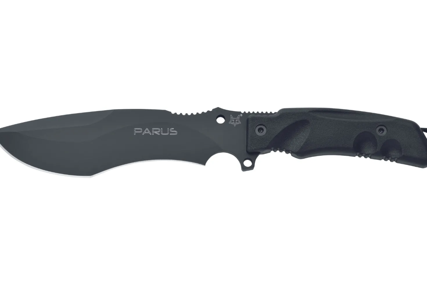 Couteau Fox Military Parus FX.9CM06 lame 17,5cm manche Forprene noir + étui en nylon + kit de survie