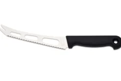 Couteau à fromage pro Giesser lame 15cm dentelée et ajourée à 2 dents