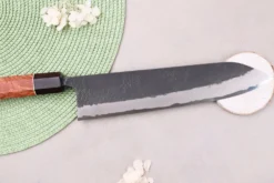 Couteau gyuto 24cm japonais artisanal Masashi Yamamoto BS1 Black Nashiji