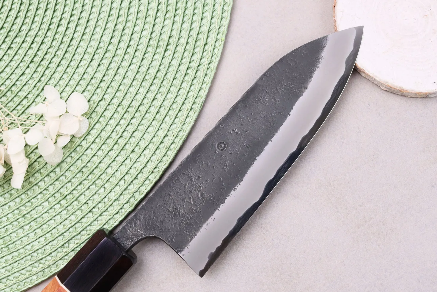 Couteau gyuto 15cm japonais artisanal Masashi Yamamoto BS1 Black Nashiji