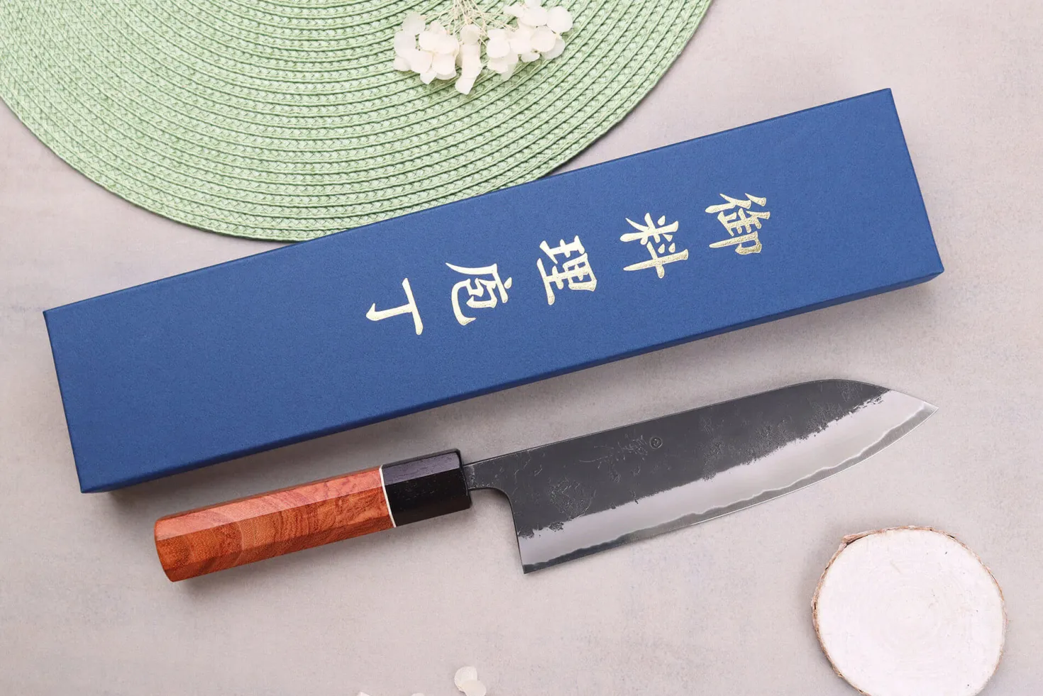 Couteau gyuto 18cm japonais artisanal Masashi Yamamoto BS1 Black Nashiji
