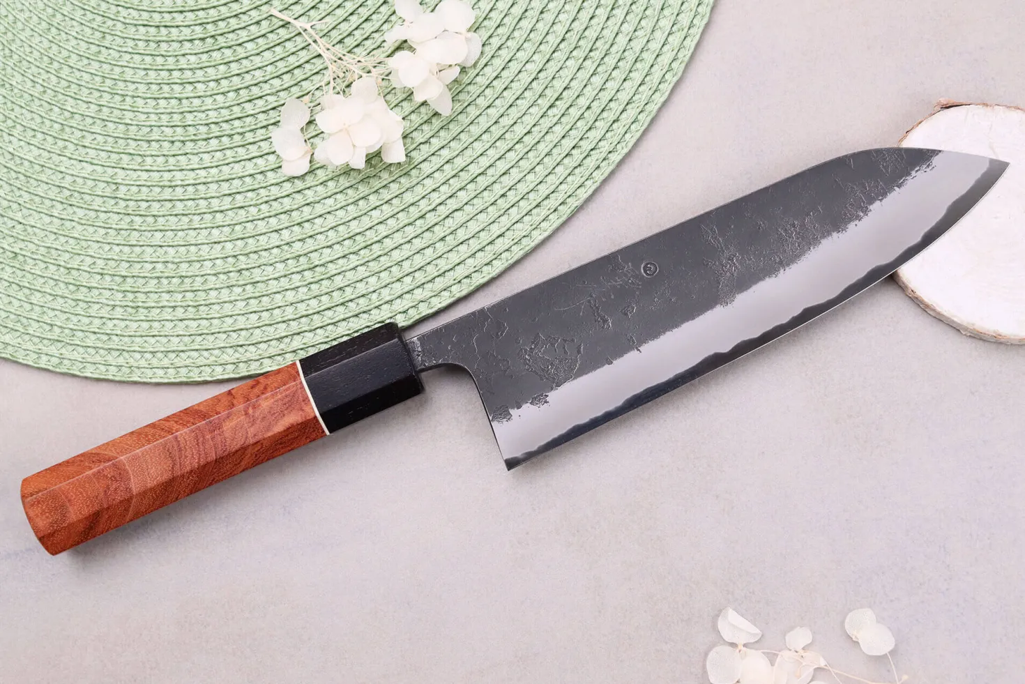Couteau gyuto 18cm japonais artisanal Masashi Yamamoto BS1 Black Nashiji