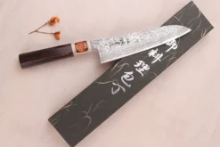 Couteau gyuto 18cm japonais artisanal Tanaka Shigeki SG2 Kurozome Damas ébène