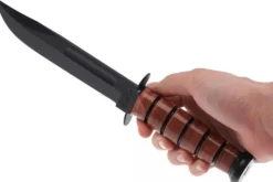 Couteau KA-BAR USMC Fighter 1217 lame carbone 17,8cm manche cuir + étui en cuir