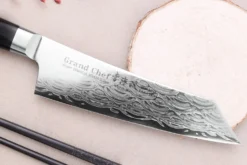 Couteau kengata santoku 16cm japonais Sakai Takayuki Grand Chef Seigaiha Damas 45 couches