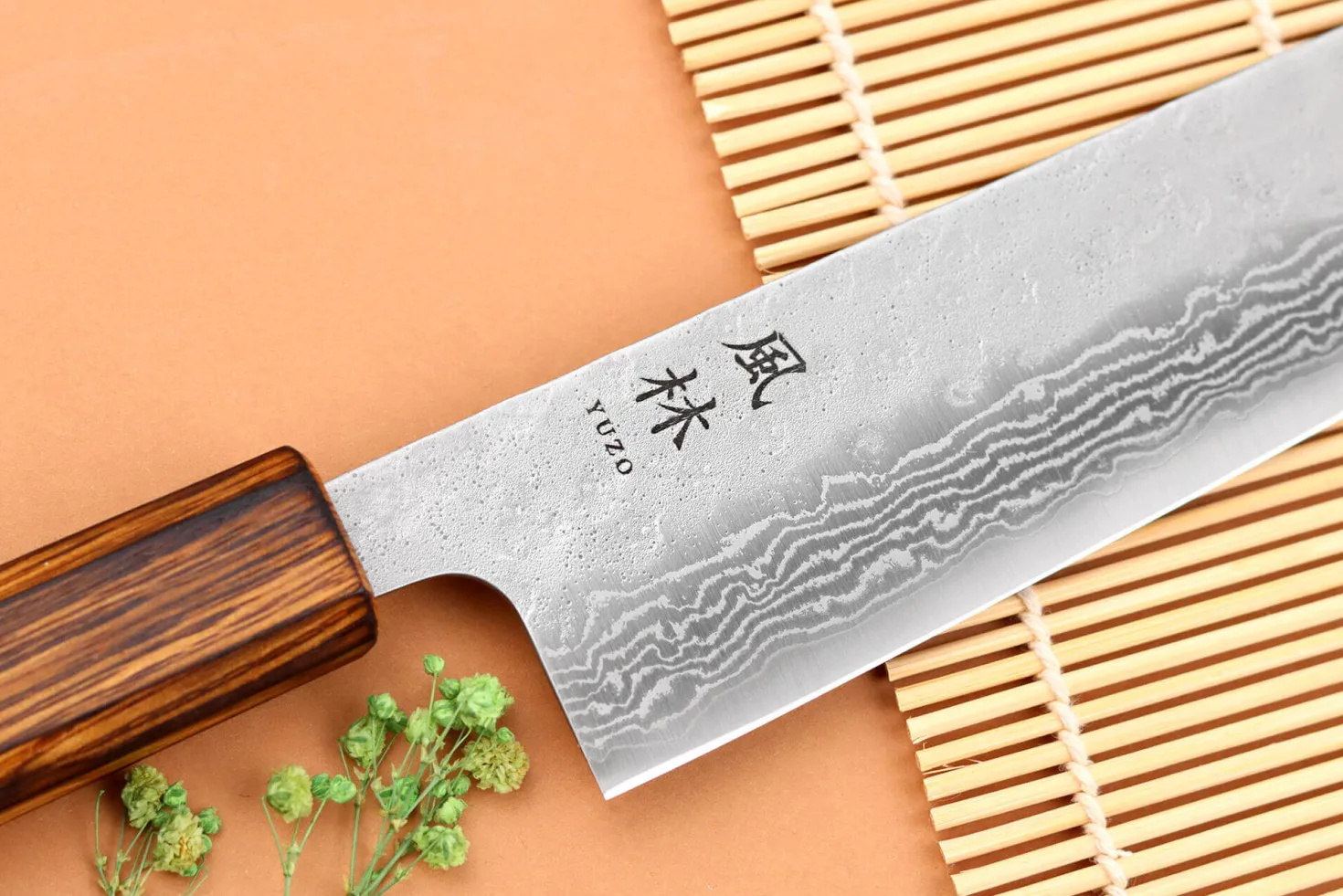 Couteau kiritsuke 21cm japonais artisanal Yuzo Enju Damas 440C