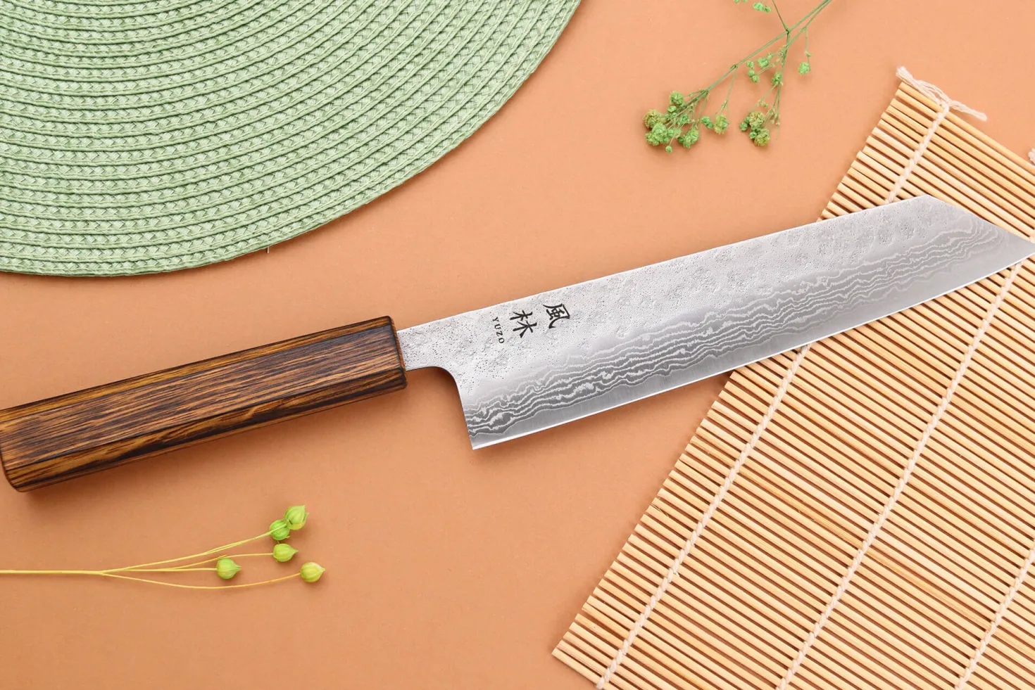 Couteau kiritsuke 21cm japonais artisanal Yuzo Enju Damas 440C