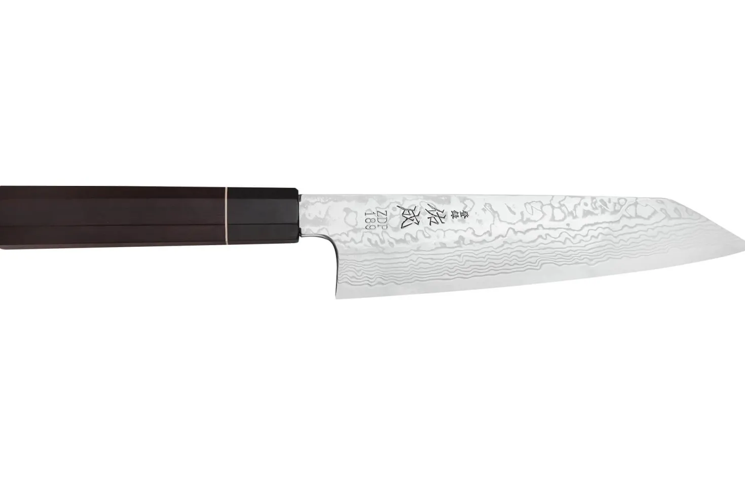 Couteau kiritsuke 21cm japonais artisanal Sukenari ZDP-189 damas manche en ébène