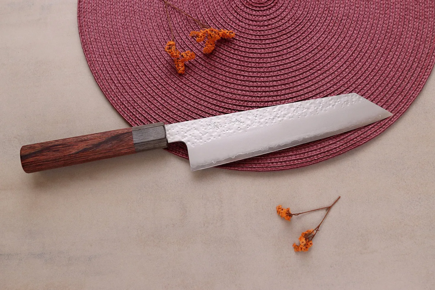Couteau kiritsuke 20cm japonais artisanal Hado Shiosai VG10 manche bois de pakka