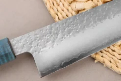 Couteau kiritsuke 20cm japonais artisanal Hado Shiosai VG10 manche bleu