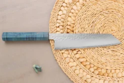 Couteau kiritsuke 20cm japonais artisanal Hado Shiosai VG10 manche bleu
