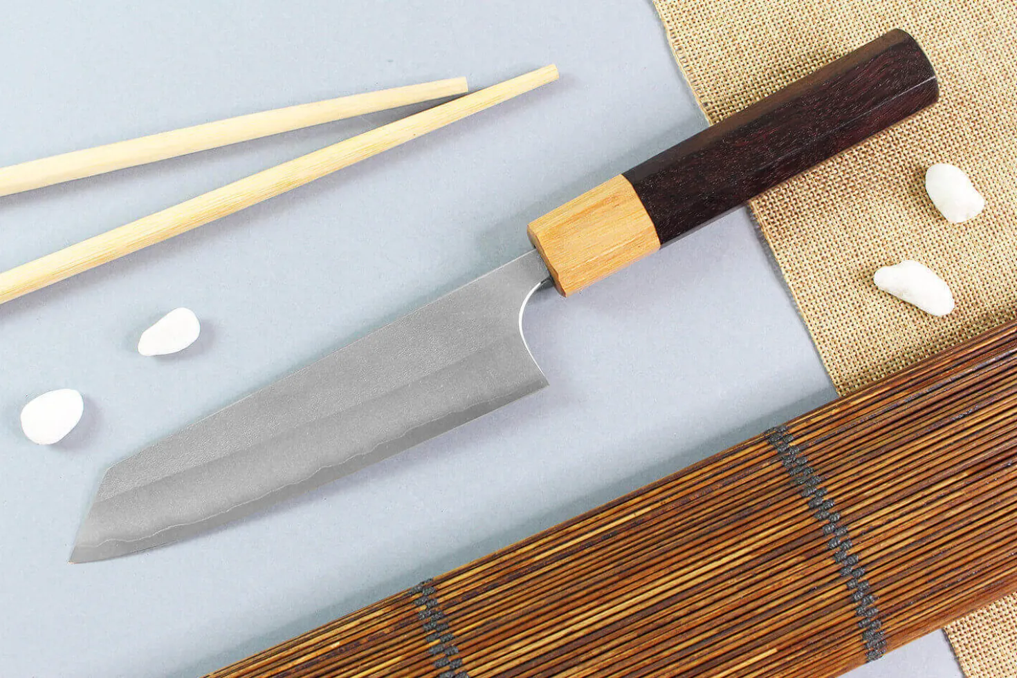 Couteau ko-bunka japonais artisanal Yoshimi Kato AS Nashiji 13,5cm