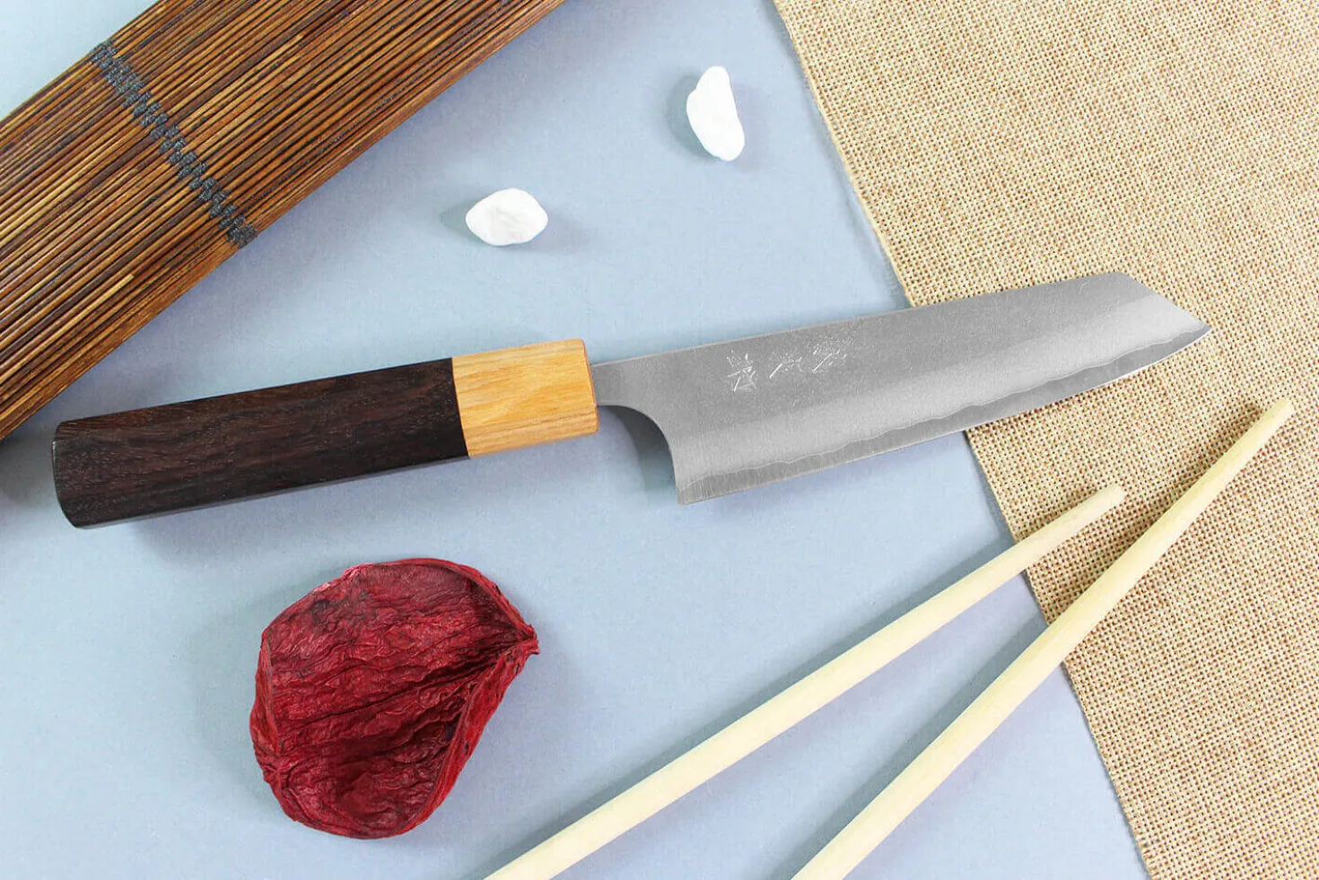 Couteau ko-bunka japonais artisanal Yoshimi Kato AS Nashiji 13,5cm