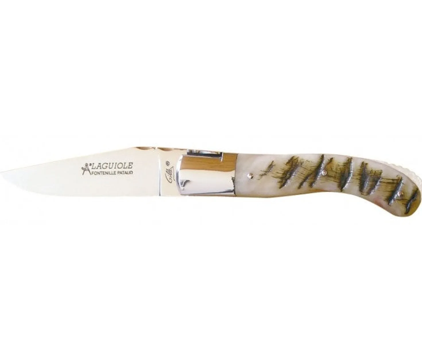 Couteau Laguiole GILLES, lame brillante, manche 13 cm corne de bélier