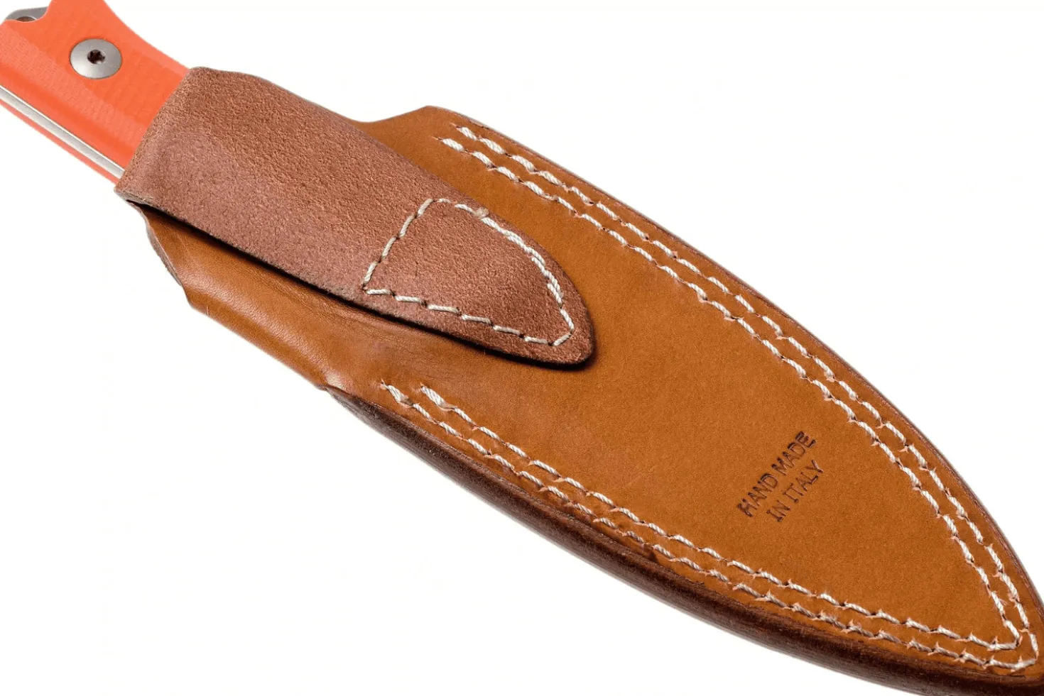 Couteau LionSteel B40.GOR lame 10,3cm manche en G10 orange + étui en cuir