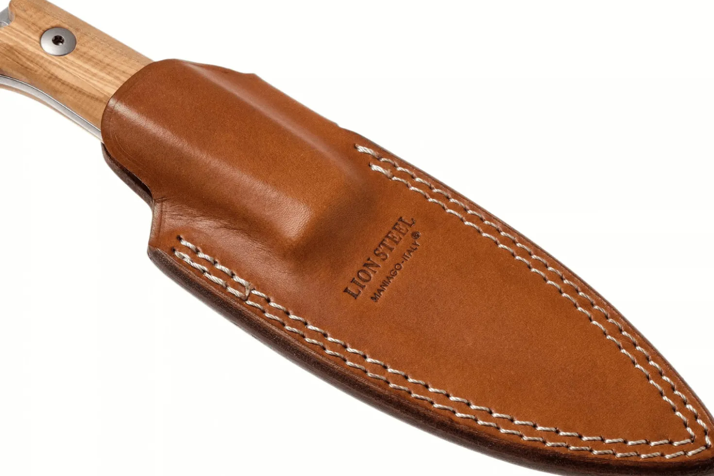 Couteau LionSteel B40.UL lame 10,3cm manche en bois d'olivier + étui en cuir
