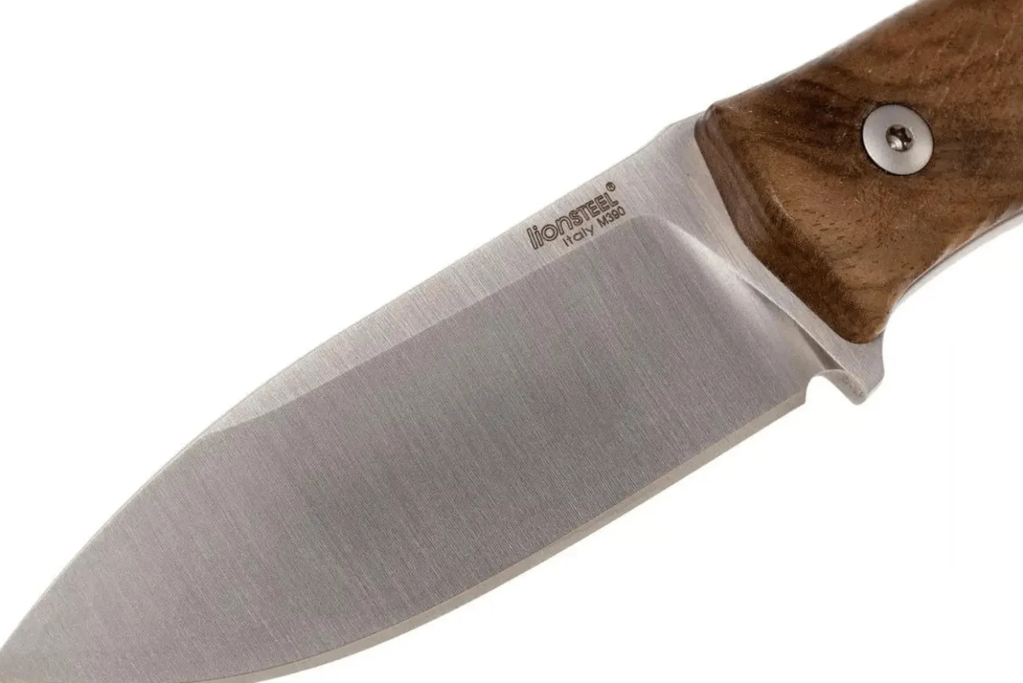 Couteau LionSteel M4.WN lame 9,5cm manche en bois de noyer + étui en cuir