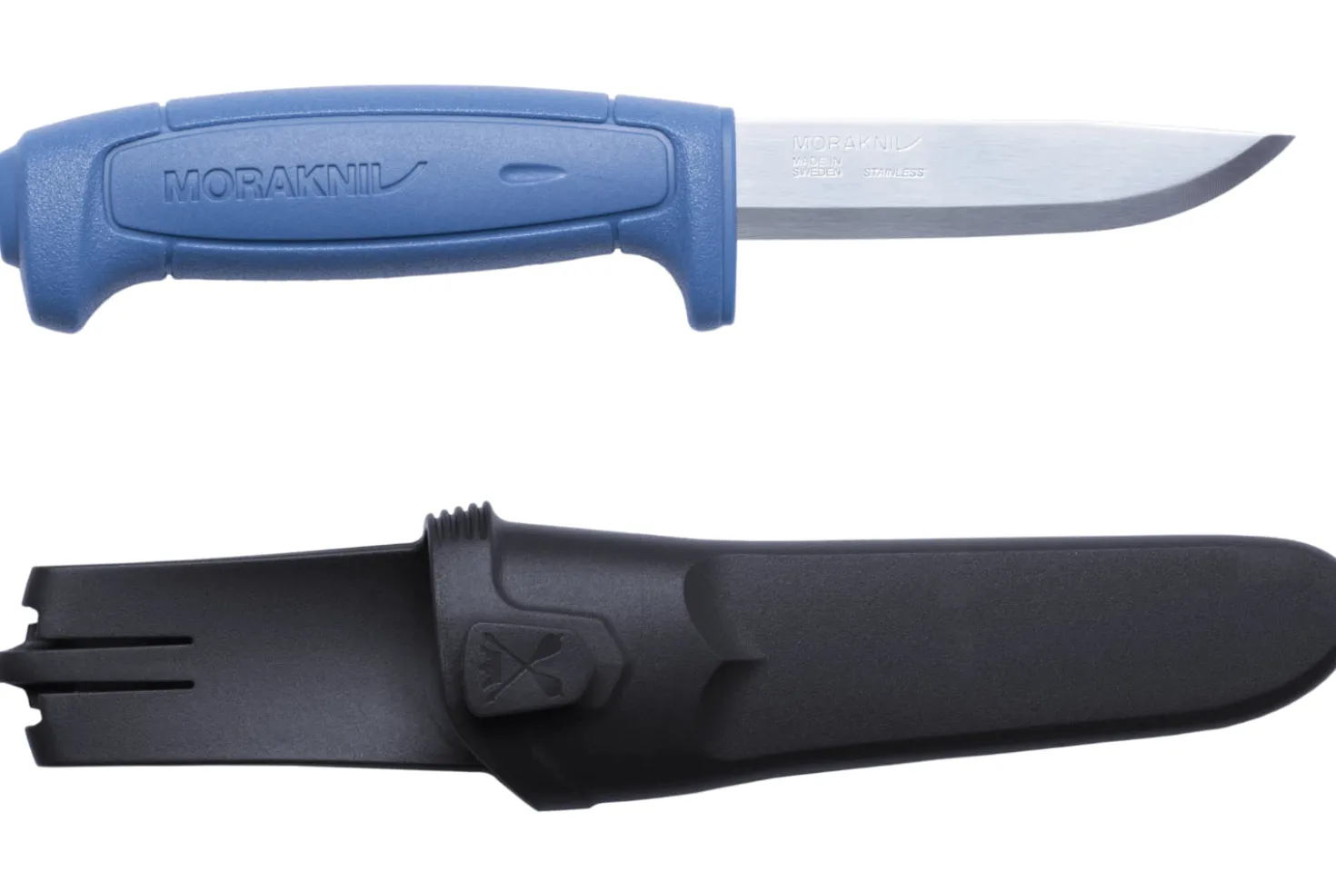 Couteau Mora Basic 546 12241 lame inox 9,1cm manche en polypropylène bleu avec étui