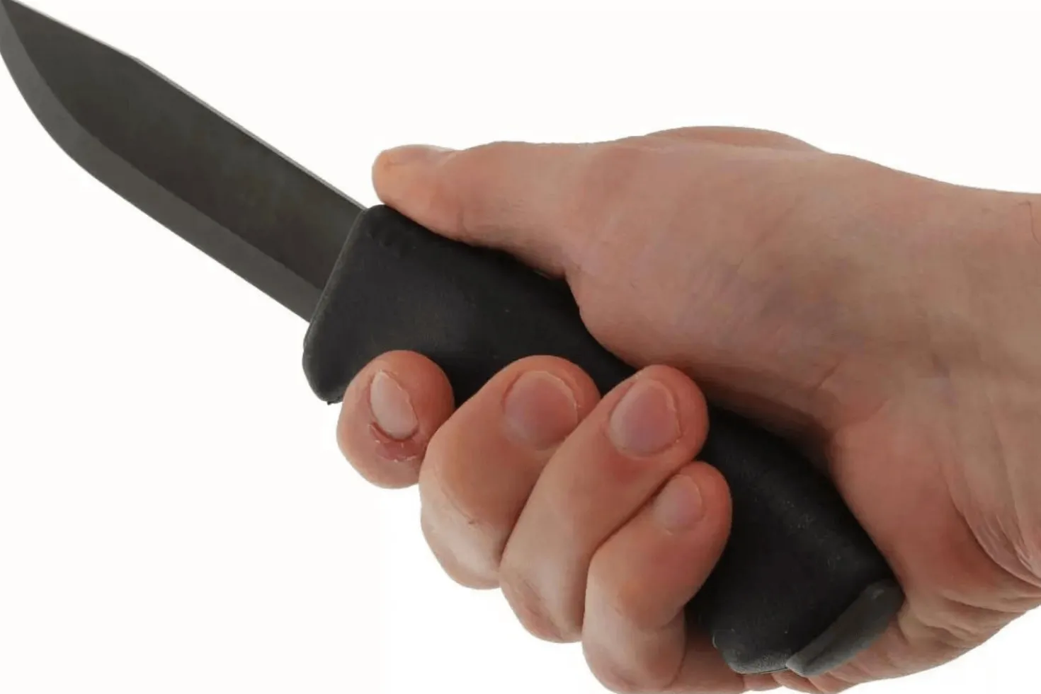 Couteau Mora Bushcraft 10791 lame noire carbone 10,9cm manche caoutchouc noir + étui