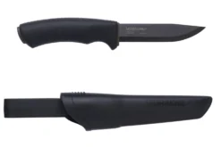 Couteau Mora Bushcraft 10791 lame noire carbone 10,9cm manche caoutchouc noir + étui