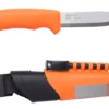 Couteau Mora Bushcraft Survival 12051 lame inox 10,9cm manche caoutchouc orange avec allume feu + étui