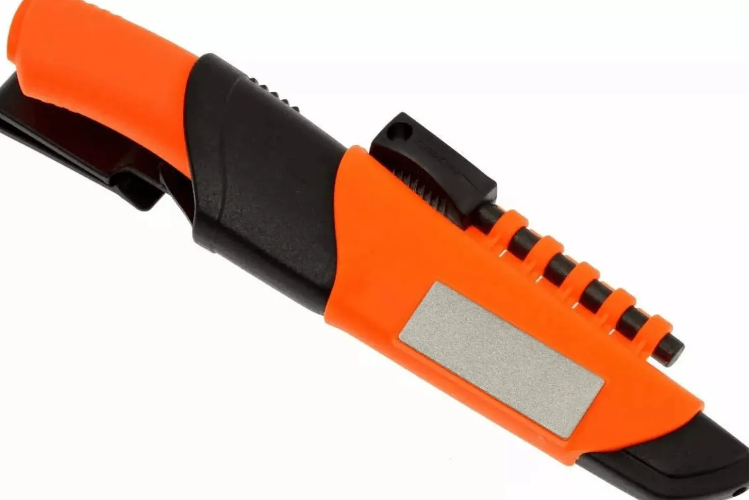 Couteau Mora Bushcraft Survival 12051 lame inox 10,9cm manche caoutchouc orange avec allume feu + étui