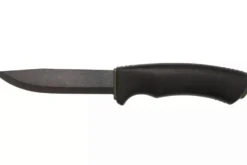 Couteau Mora Bushcraft Survival 11742 lame noire carbone 10,9cm manche caoutchouc noir avec allume feu + étui