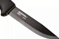 Couteau Mora Bushcraft Survival 11742 lame noire carbone 10,9cm manche caoutchouc noir avec allume feu + étui