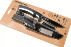 Couteau Mora Bushcraft Survival 11742 lame noire carbone 10,9cm manche caoutchouc noir avec allume feu + étui