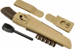 Couteau Mora Bushcraft Survival 13033 lame inox 10,9cm manche caoutchouc marron avec allume-feu + étui