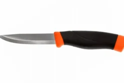 Couteau Mora Companion Heavy Duty F 12211 lame carbone 10,4cm manche caoutchouc noir/orange + étui
