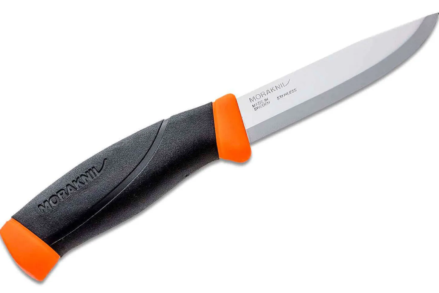 Couteau Mora Companion 11824 lame inox 10,4cm manche caoutchouc noir/orange + étui