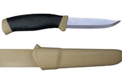 Couteau Mora Companion 13166 lame inox 10,4cm manche caoutchouc noir/sable + étui