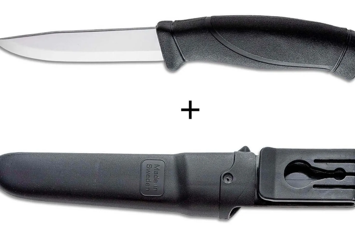 Couteau Mora Companion 12141 lame inox 10,4cm manche caoutchouc noir + étui