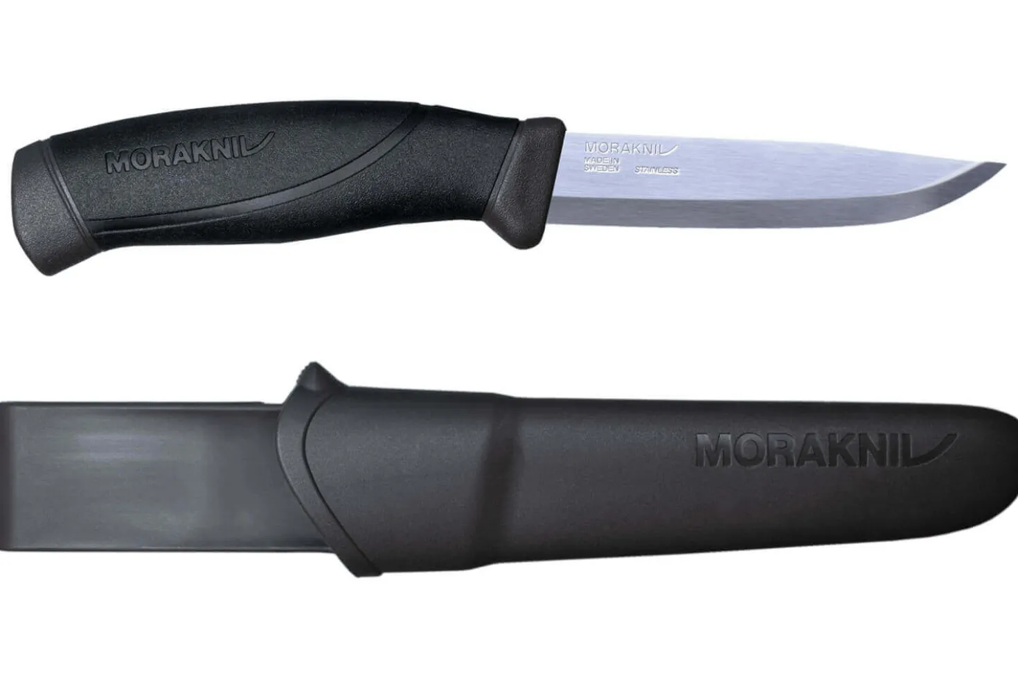 Couteau Mora Companion 12141 lame inox 10,4cm manche caoutchouc noir + étui
