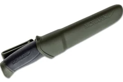Couteau Mora Companion MG 11863 lame carbone 10,4cm manche caoutchouc noir/kaki + étui