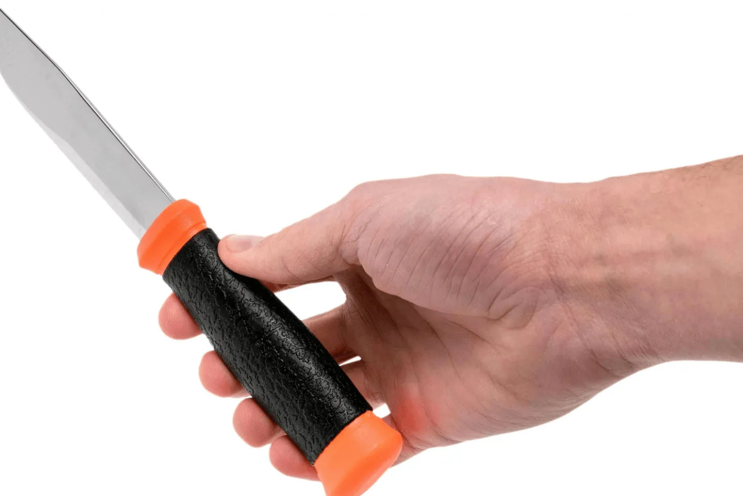 Couteau Mora 2000 12057 lame inox 10,9cm manche caoutchouc noir/orange + étui