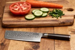 Couteau nakiri 17cm Fukito Ébène Damas martelé