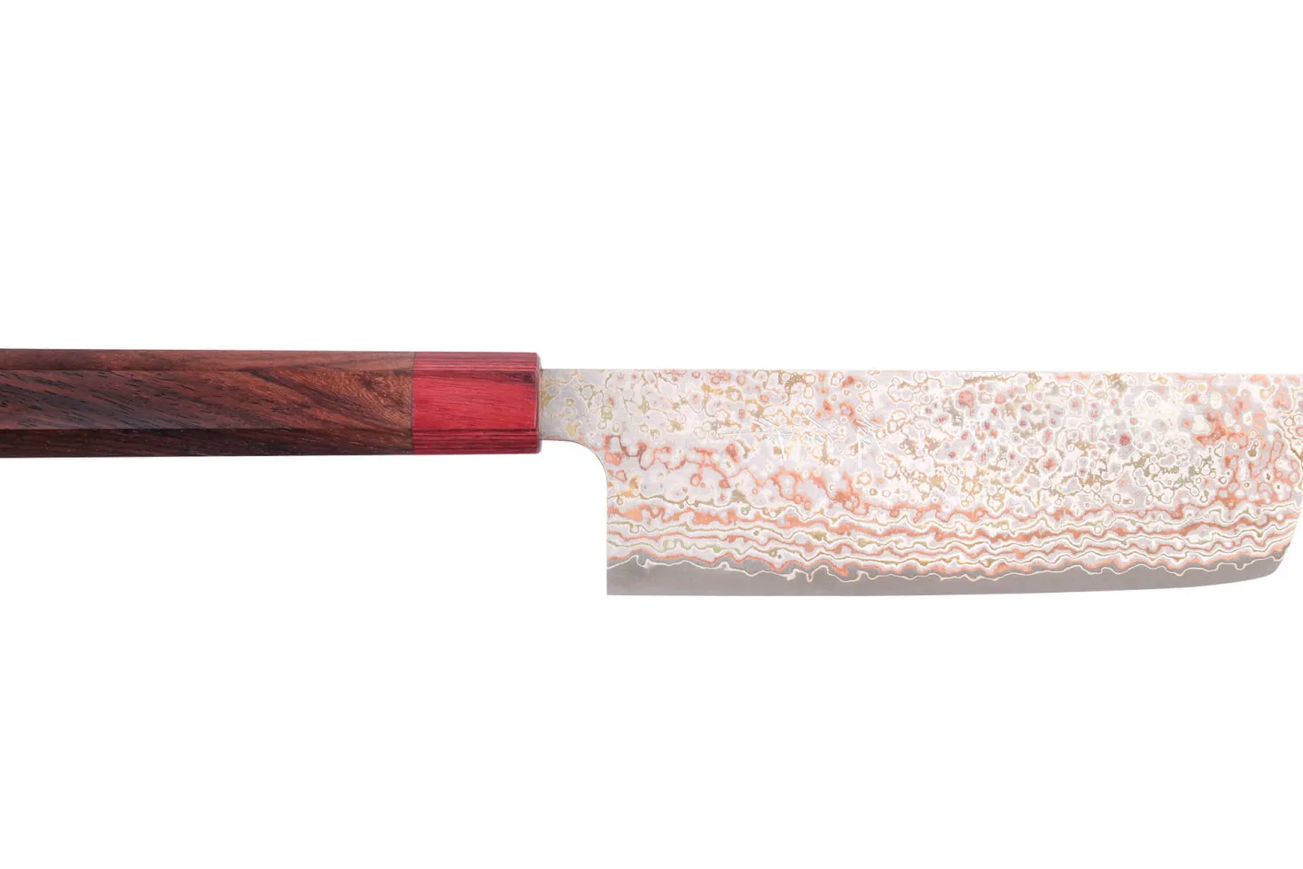 Couteau nakiri 16cm japonais artisanal Takeshi Saji VG10 Rainbow Nashiji