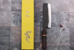 Couteau nakiri 16,5cm japonais artisanal Yuzo Black SLD ébène et cognassier
