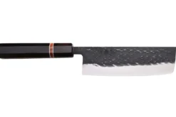Couteau nakiri 16,5cm japonais artisanal Yuzo Black SLD ébène et cognassier